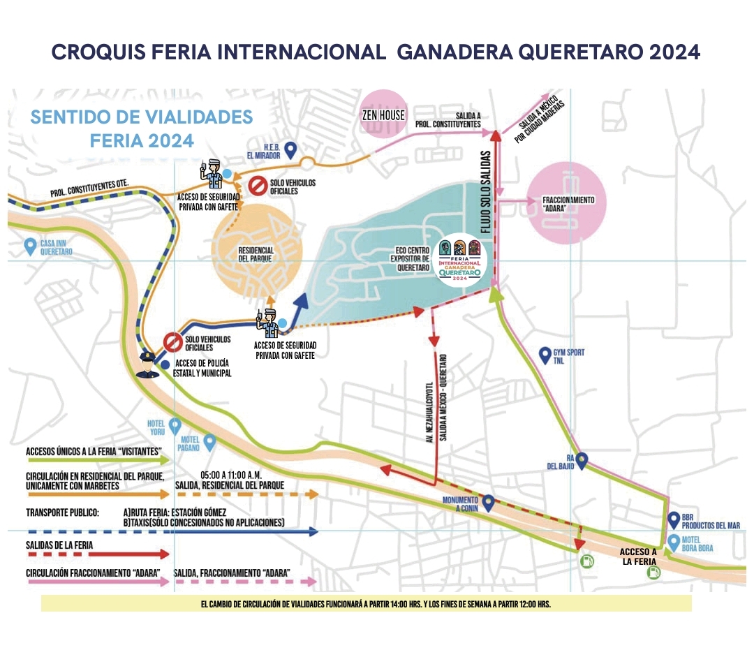 ¡Así serán los accesos a la Feria de Querétaro 2024!