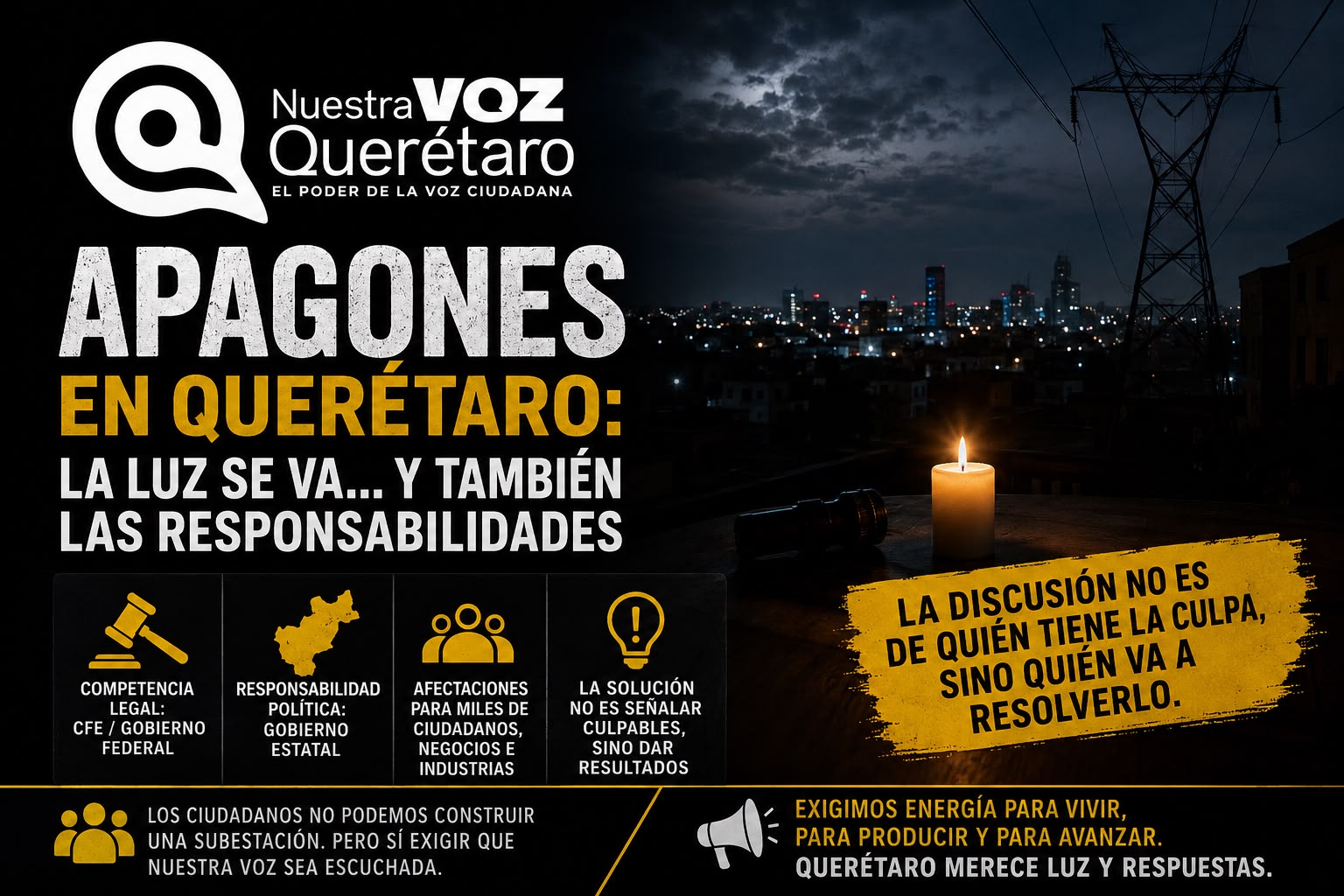 Apagones en Querétaro: cuando la culpa tiene dueño, pero la solución sigue apagada